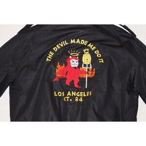 READ* Nylon Jacket Sz XL Hoyts Hellions LA The Devil Made Me Do It Pitchfork Y2K
